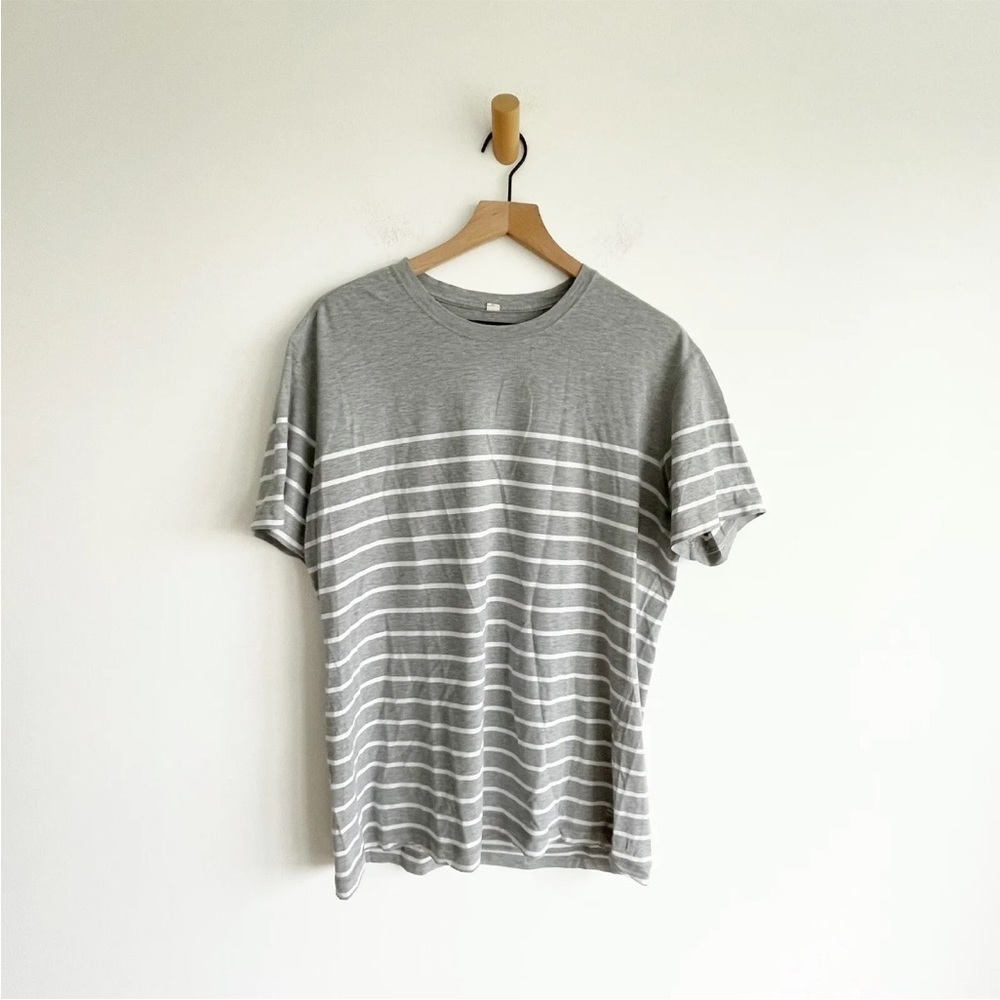 Lululemon Men's Crew Neck Basic T Shirt S/S Stripe Gray • XL